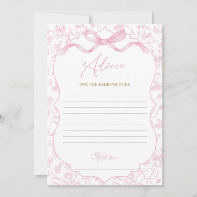 Toile De Jouy Advice Baby Showspiel Einladung (Vorderseite)