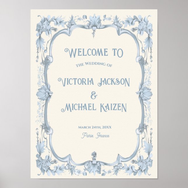 Toile de jouy Affiche de bienvenue Mariage françai (Devant)