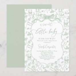 Toile De Jouy Baby Dusche mit Bow Einladung