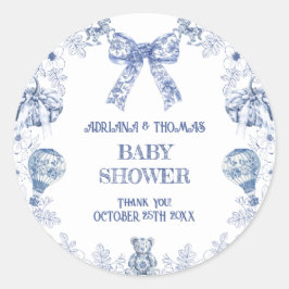 Toile de jouy Baby Dusche Vielen Dank Runder Aufkleber