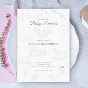 Toile de Jouy Baby-Party zum Thema Kinderzimmer Einladung