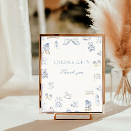 Toile De Jouy Baby Shower Blaues Schleifen-Tischsc Fotodruck