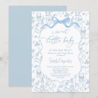 Toile De Jouy Baby shower bleu Bow Boy Invitation