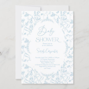 Toile De Jouy Baby Shower Boy Einladung