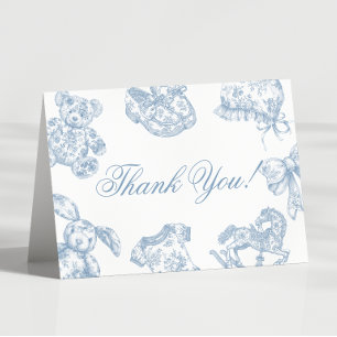 Toile de Jouy Baby Shower-Einladung Dankeskarte