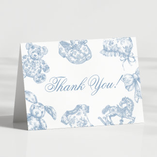 Toile de Jouy Baby Shower-Einladung Dankeskarte