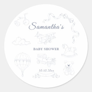 Toile de Jouy Baby Shower für das Kinderzimmer Runder Aufkleber