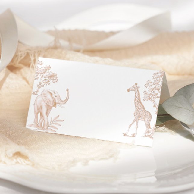 Toile de jouy baby shower Safari Carte Place (Créateur téléchargé)
