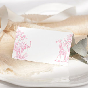 Toile de jouy baby shower Safari rose Cartes