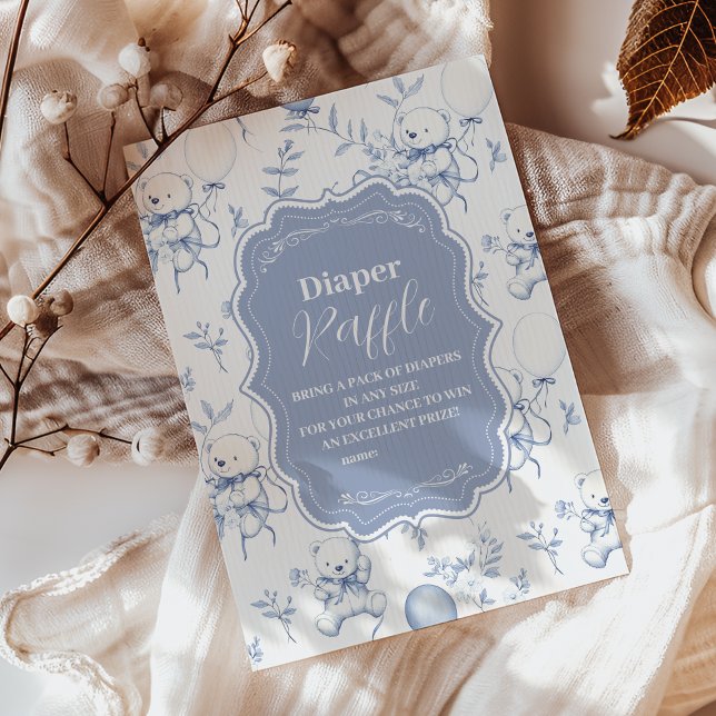 Toile De Jouy Bear Babydusche Diapper Raffle Begleitkarte (Von Creator hochgeladen)