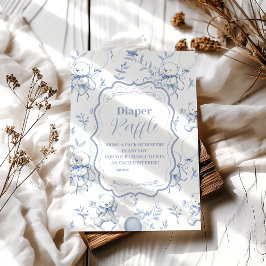 Toile De Jouy Bear Babydusche Diapper Raffle Begleitkarte