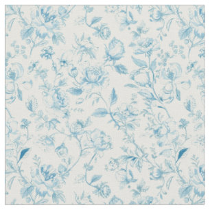 Toile de Jouy Blau Chinoiserien Pfingstrosen Flora Stoff