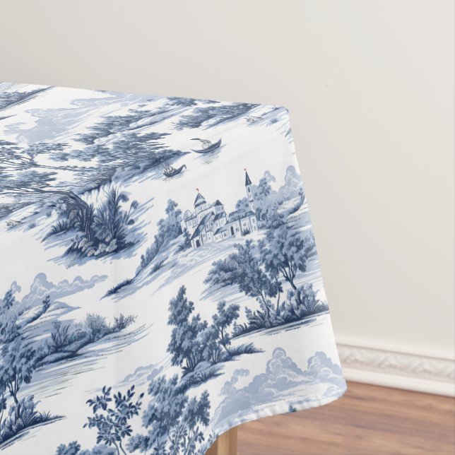Toile de jouy, blaue China, Porzellan, blaue Weide Tischdecke (Beispiel)