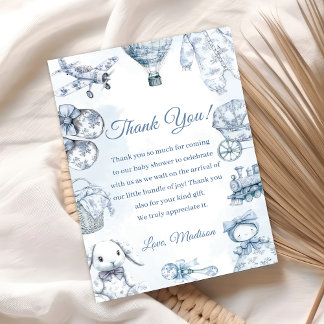 Toile De Jouy Blaues Babyshower-Party Einladung