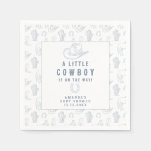 Toile de Jouy Blaues Cowboy-Western-Baby-Shower Serviette