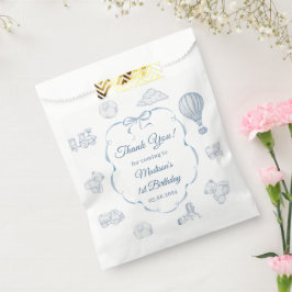 Toile De Jouy Blue Bow Birthday Party Geschenktütchen