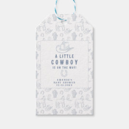 Toile de Jouy Blue Cowboy Western Babydusche Geschenkanhänger