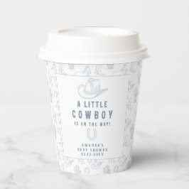 Toile de Jouy Blue Cowboy Western Babydusche Pappbecher