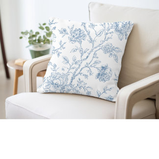 Toile de Jouy Blue Floral Kissen