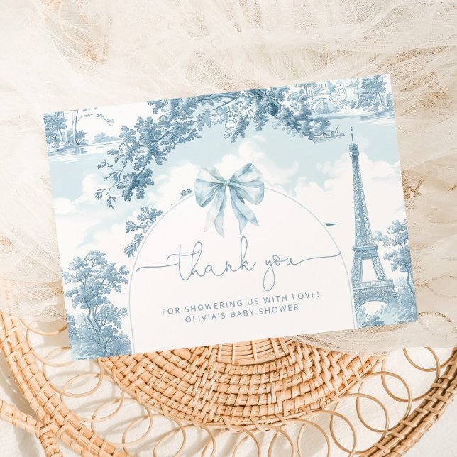 Toile de Jouy Bonjour Bebe Baby Dusche Dankeskarte (Von Creator hochgeladen)