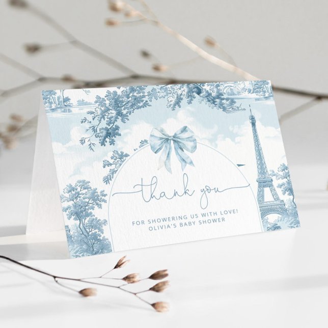 Toile de Jouy Bonjour Bebe Baby Dusche Dankeskarte (Von Creator hochgeladen)