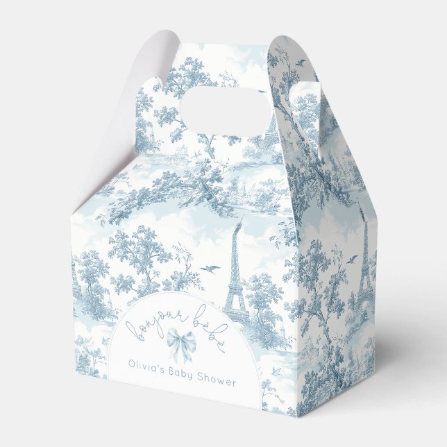 Toile de Jouy Bonjour BebeFranzösische Babydusche Geschenkschachtel (Vorderseite)