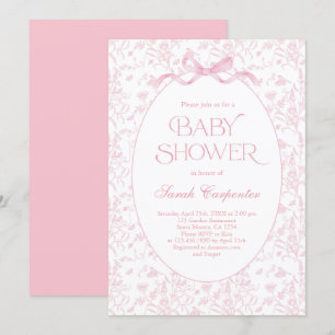 Toile De Jouy Bow Baby Shower Einladung