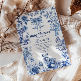 Toile De Jouy Bow Babydusche Einladung