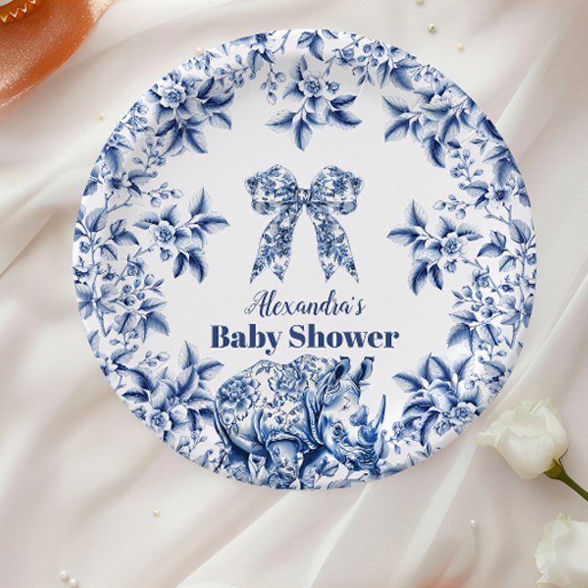 Toile De Jouy Bow Babydusche Pappteller (Von Creator hochgeladen)