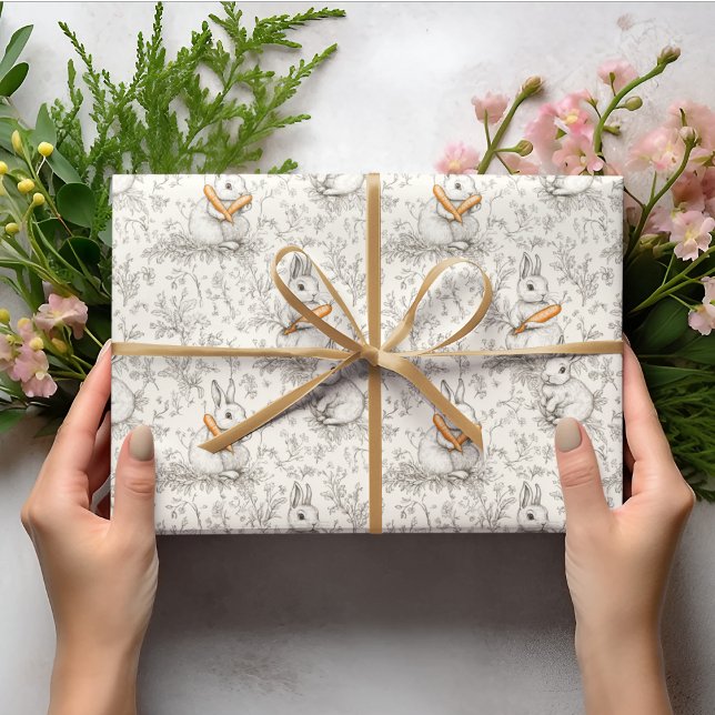Toile de Jouy Bunny & Carrot Delikatessen Ostern Geschenkpapier (Von Creator hochgeladen)