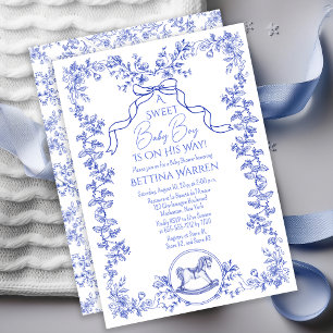 Toile de Jouy Chinoiserie Horse Boy Babydusche Einladung