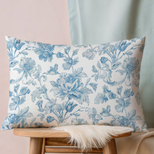 Toile-de-jouy Chinoiserien Blaues Blumenmuster Dekokissen