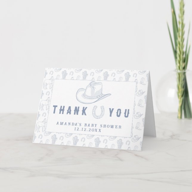 Toile De Jouy Cowboy Baby shower Merci (Devant)