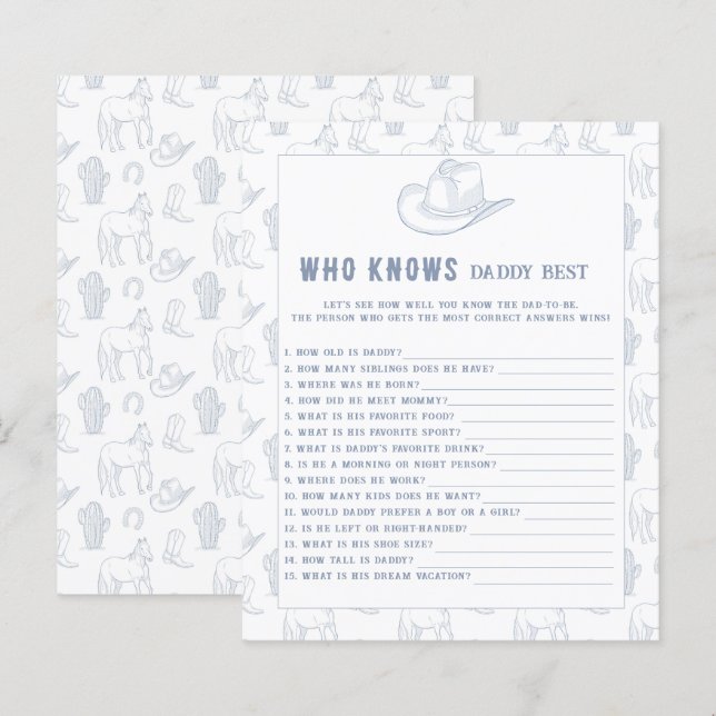 Toile de jouy Cowboy - Wer kennt Daddy best game (Vorne/Hinten)