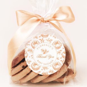 Toile de Jouy Cutie Pie Baby-Shower Danke Runder Aufkleber