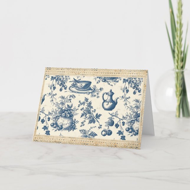 Toile de Jouy Deep Blue und Creme Kitchenware (Vorderseite)