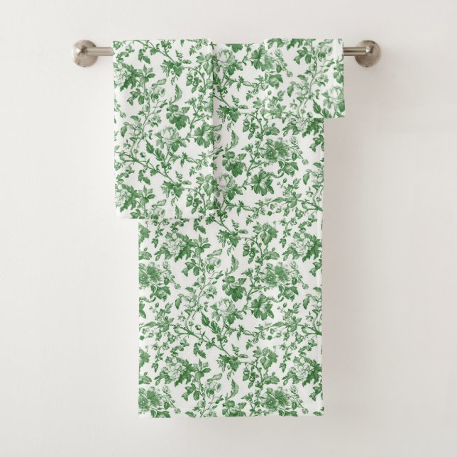 Toile de Jouy Florale Verte et Blanche Chinoiserie (En situation)