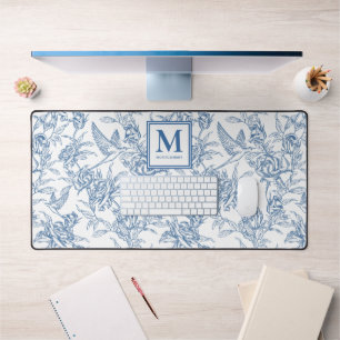 Toile de Jouy française bleue monogramme nom