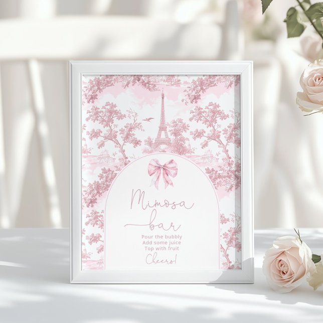 Toile de Jouy French Bow Pink Mimosa bar Poster (Créateur téléchargé)