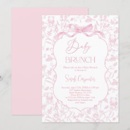Toile De Jouy Girl Babydusche Brunch mit Bow Einladung