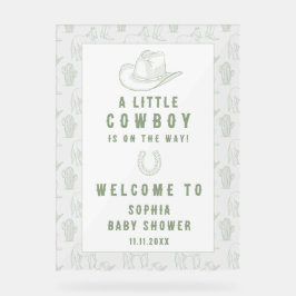 Toile De Jouy Green Cowboy Baby shower Bienvenue