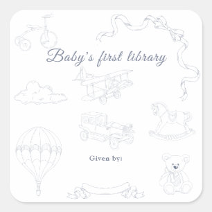 Toile de Jouy Kinderzimmer Baby-Bibliothek Quadratischer Aufkleber