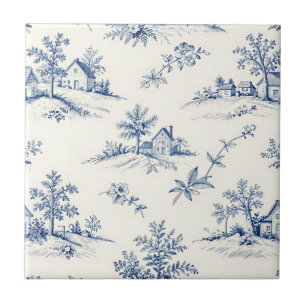 Toile de Jouy Landschaft Nahtloses Muster Fliese