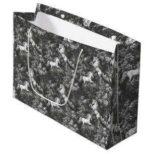 Toile De Jouy Monochrome Unicorns Große Geschenktüte