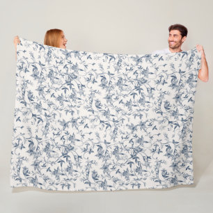 Toile-De-Jouy-Muster Fleecedecke