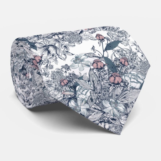 Toile-De-Jouy-Muster-Hochzeit  Krawatte (Gerollt)