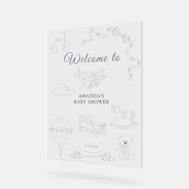Toile de Jouy Nursery Welcome Baby Shower (Angle)