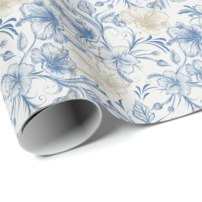 Toile-De-Jouy Pattern Wedding  Geschenkpapier (Rolleneckpunkt)