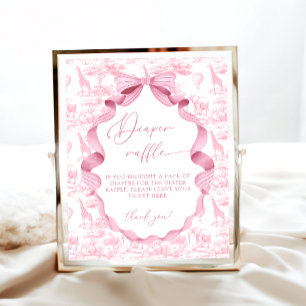Toile de Jouy Pink Safari Tiere Windeln Raffel Poster