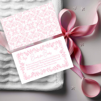 Toile de Jouy Rosa Baby Shower Bücher für Baby Begleitkarte